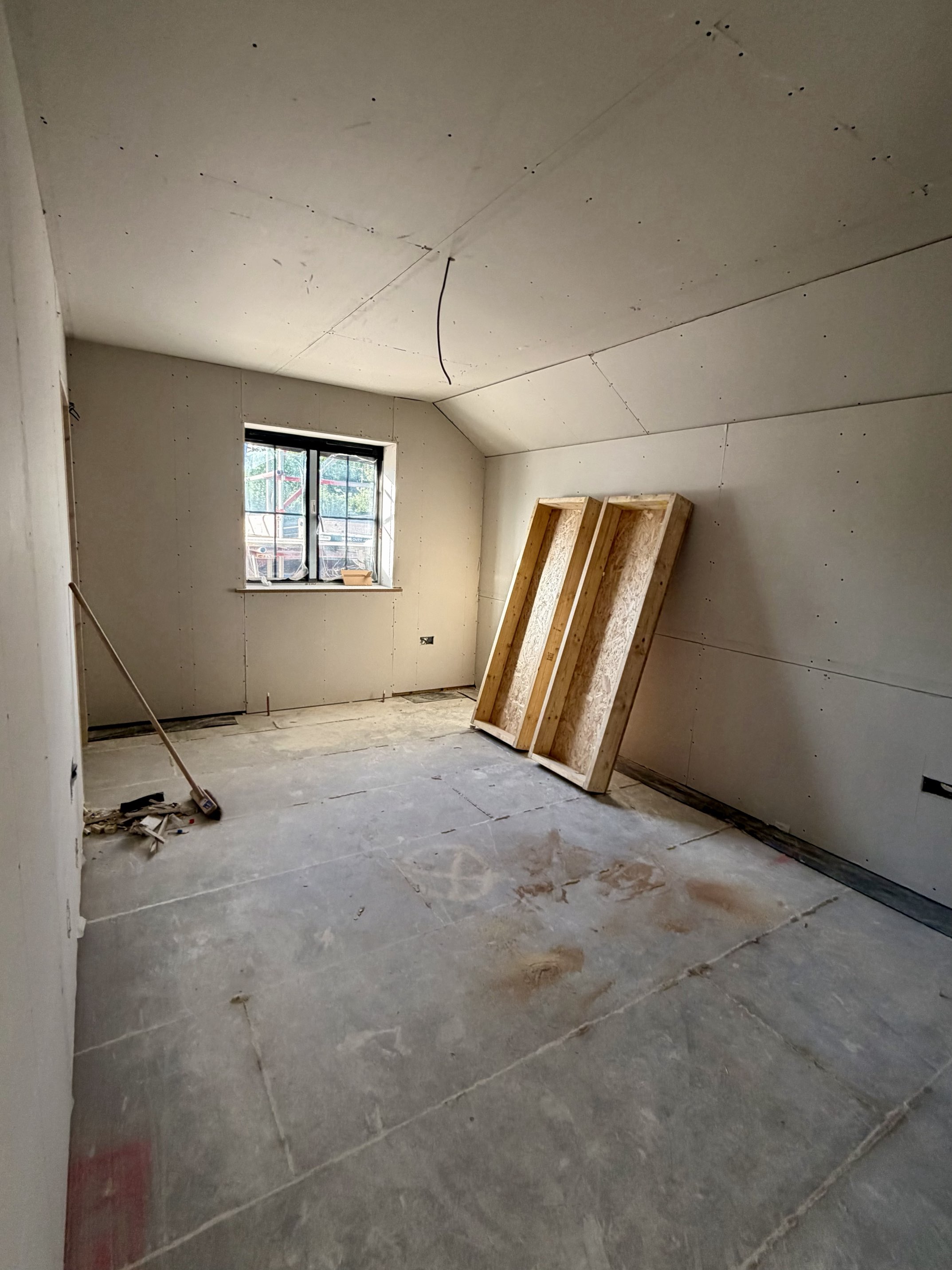 Window Plasteboard Bedroom 2 with plasterboard throughout and window installed